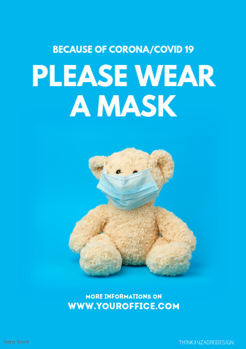 Please Wear A Mask Teddy Bear Kids Poster Din Template Postermywall Please Wear A Mask Teddy Bear Kids Poster Din Template Postermywall