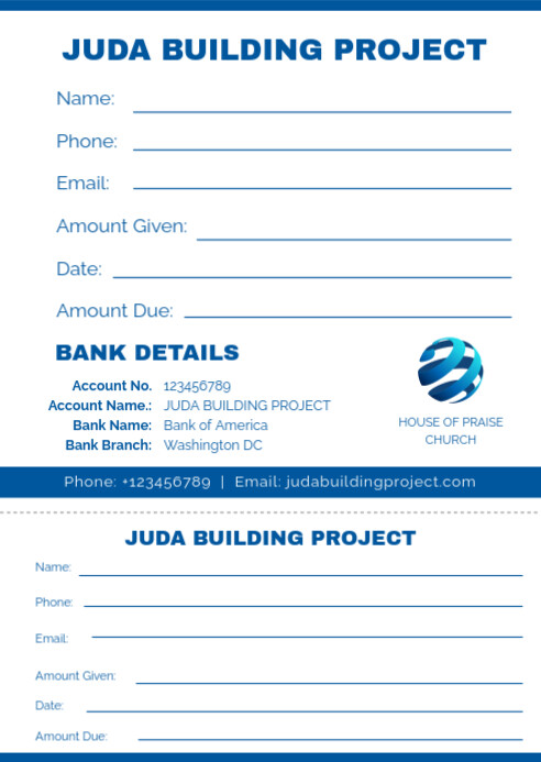 Pledge Card Voucher Template A6