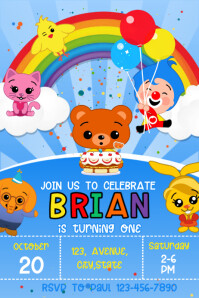 Plim Plim Birthday Invitation Poster template
