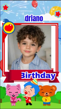 สีน้ำเงิน Birthday Celebration Pantalla Digital Template