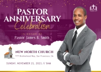 Plum Pastor Anniversary Postcard template