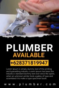 Plumber available post design Poster template