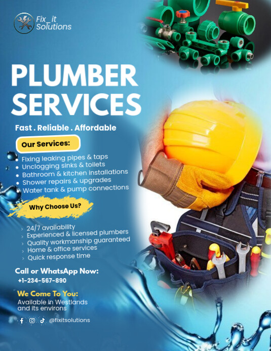 Plumber Services Poster Pamflet (VSA Brief) template