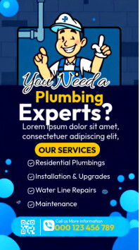 Plumbing Experts Blue Design Instagram Story template