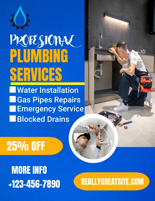 Plumbing Service Flyer (Letter pang-US) template