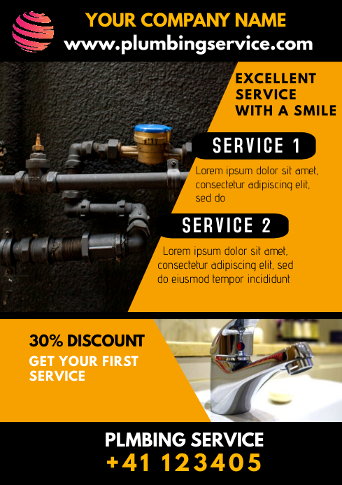 Plumbing Service Flyer Ad A1 template