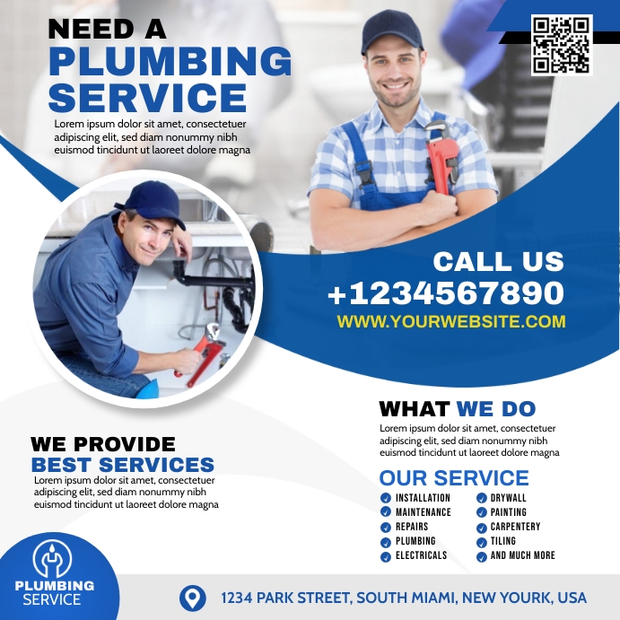 Plumbing Service Flyer Instagram na Post template