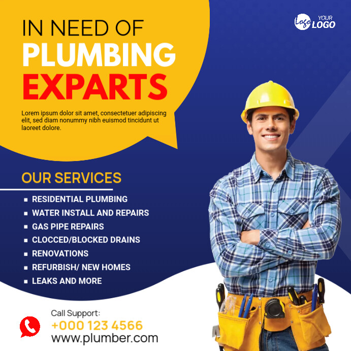 Plumbing Posts. Design Plumbing Service Instagram Post Template | PosterMyWall