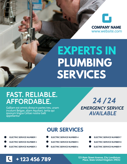 plumbing services advertisement Template PosterMyWall