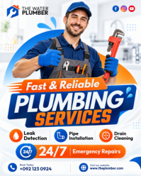 Белый Plumbing Services Instagram Portrait Template