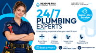 White Plumbing Services Miniatura do YouTube Template