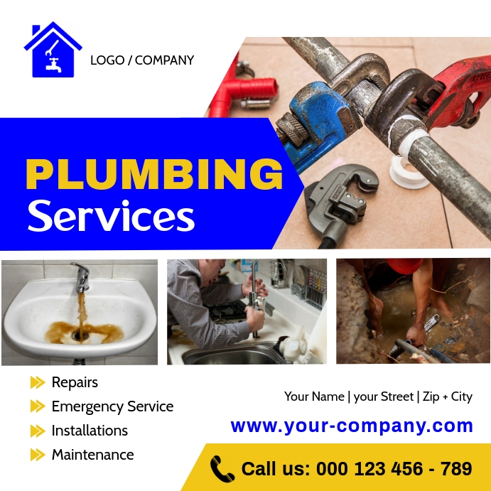 Plumbing Services Instagram Post template