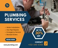 Plumbing Services Poster Rectangle moyen template