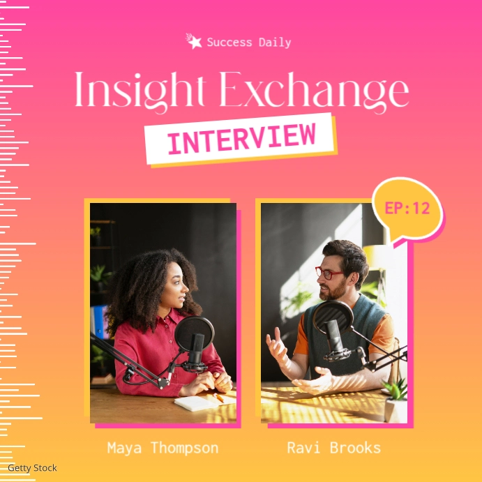 Podcast Cover Interview Insights Insta Post Template | PosterMyWall