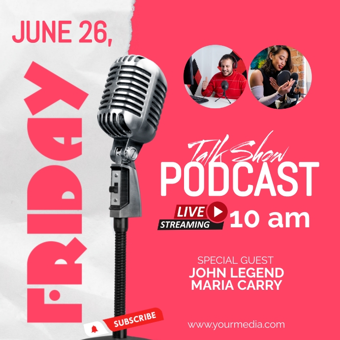 podcast pink Template | PosterMyWall
