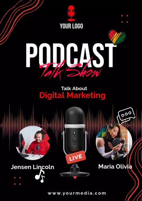 Postcast Advertising Example podcast poster flyer event Template | PosterMyWall