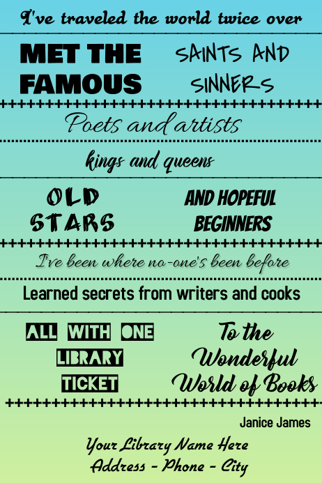 Poem for a library Template | PosterMyWall