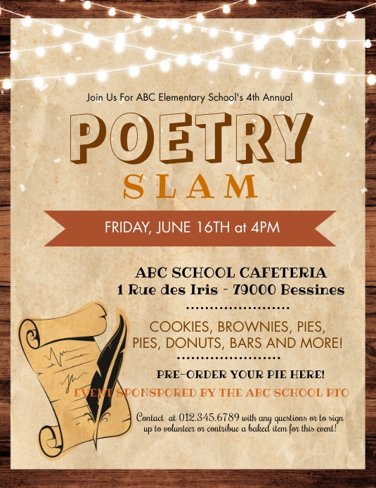 Sample Poetry Blog Poetry school flyer poster Template | PosterMyWall