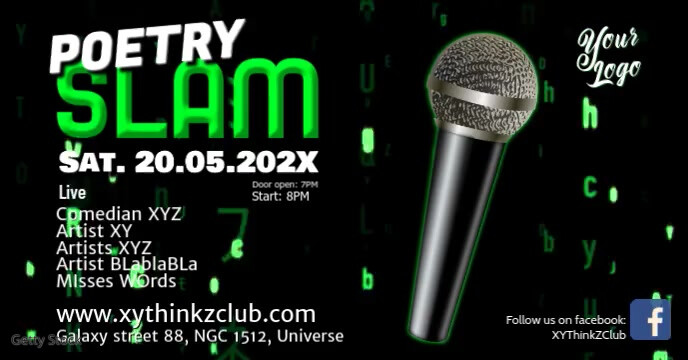 Poetry Slam Event Comedy Letters Matrix Ad Template Postermywall Design Slam 2022