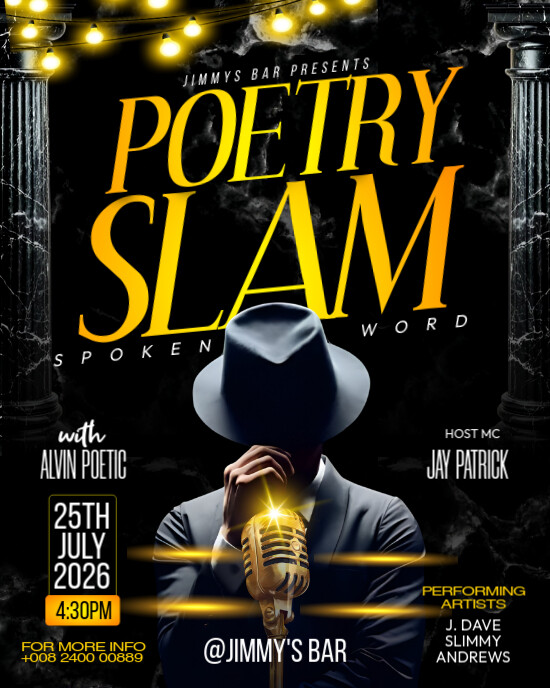 Poetry slam spoken word night event Promotion editable flyer template Instagram Portrait