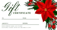 Poinsettia Pine Greenery Gift Certificate Facebook Shared Image template