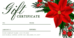 Poinsettia Pine Greenery Gift Certificate Immagine condivisa di Facebook template
