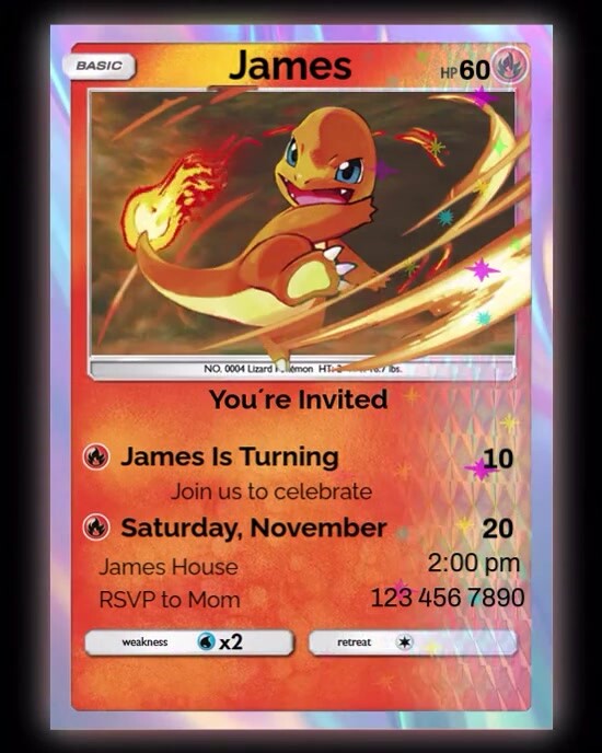 Pokmon Birthday Invitation Card, Charmander Ithempulethi | PosterMyWall Pokmon Birthday Invitation Card, Charmander Ithempulethi | PosterMyWall