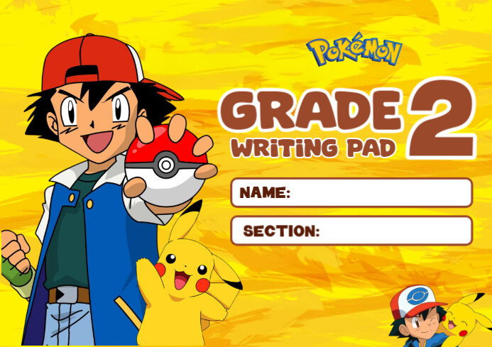 Plantilla de Pokémon Grade 2 Writing Pad Cover | PosterMyWall