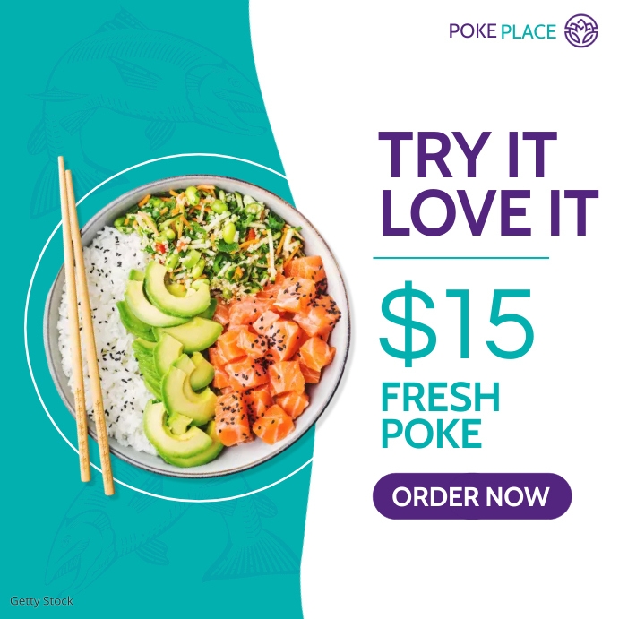 Poke Post poke fresh instagram post banner advertisemen Template | PosterMyWall