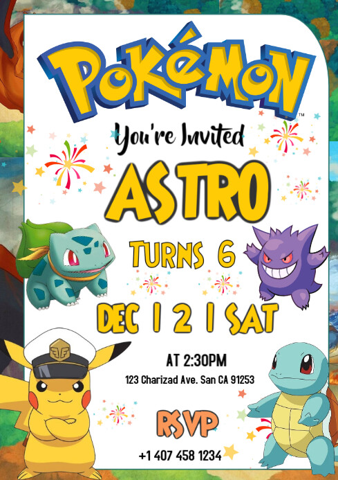 POKEMON BIRTHDAY FLYER Template | PosterMyWall