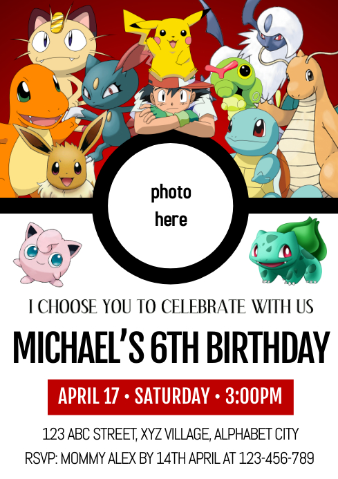 Pokemon Birthday Invitation Template Postermywall Pokemon Birthday Invitation Template Postermywall