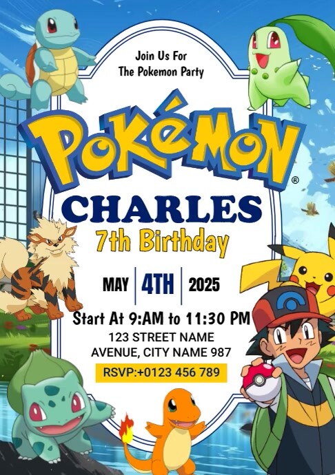Pokemon Birthday Invitation Template | PosterMyWall
