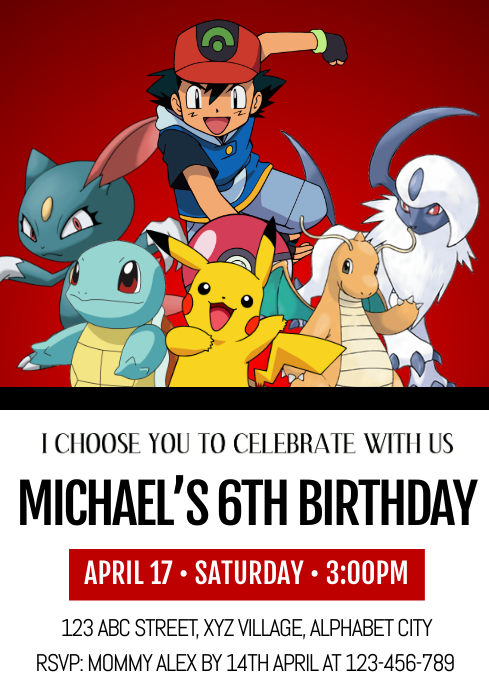 Pokemon Birthday Invitation Template Postermywall Pokemon Birthday Invitation Template Postermywall