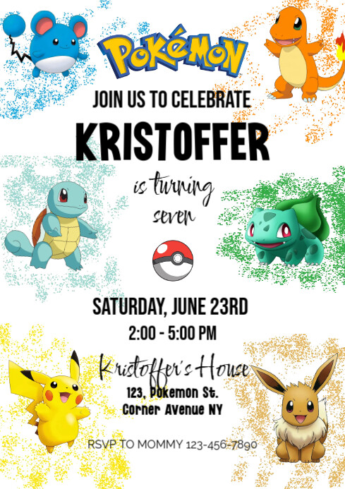 Invitations Birthday Frepokemon 94+ Free Templates For 'Pokemon
