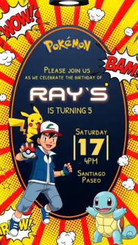 Pokemon Birthday Invite Reel template