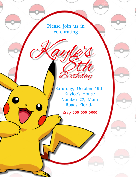pokemon birthday party invitation template postermywall
