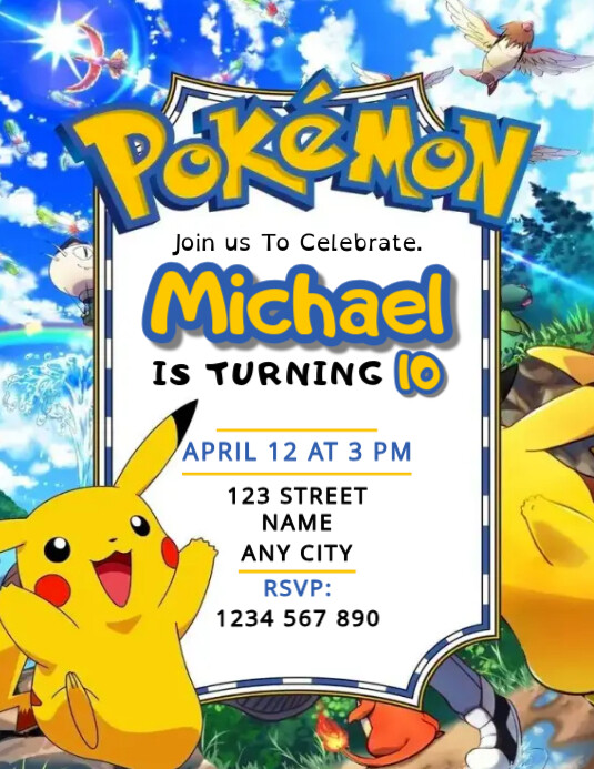 Pokemon Birthday template | PosterMyWall