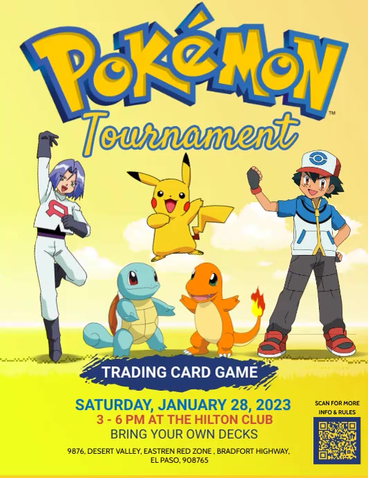 Pokemon Tournament, Game Flyer Ulotka (US Letter) template