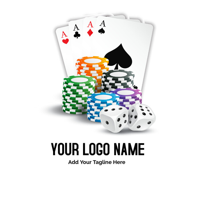 Poker Chip Set Illustration, Online Casino Pl Logotyp template