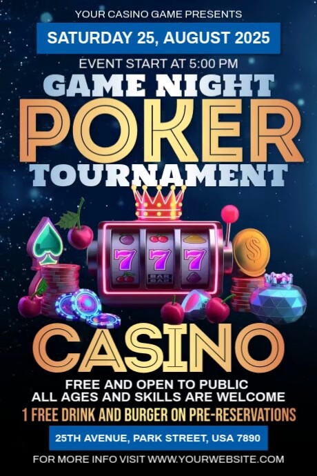 Poker Game Night Tournament Poster template