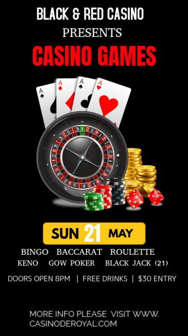 Poker Games Illustration, Cassino Casino Token Poker Gambling,  Digital Display (9:16) template
