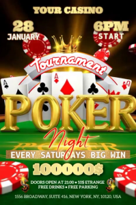 Poker Night Casino Banner 4 x 6 fod template