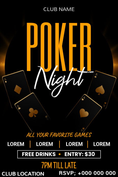 Poker night flyer Cartaz template