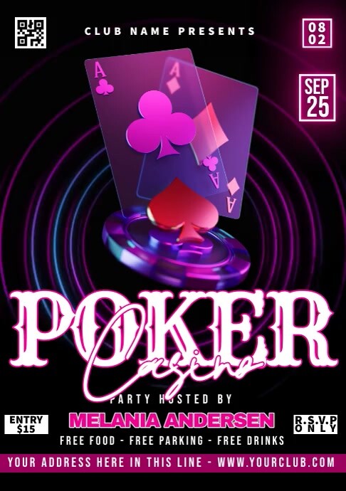 Poker Night Game A4 template