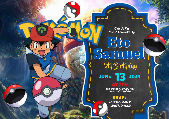 Pokémon Birthday Party Banner A2 template