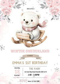Branco Winter Onederland Birthday A6 Template