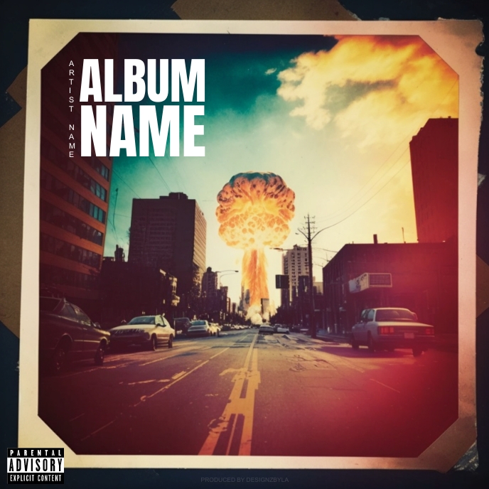 Explode Cover Photo polaroid of Atomic explosion Album Cover Desi Template | PosterMyWall