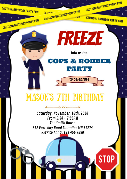 Police Birthday Party Invitation Template Postermywall