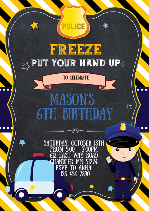 Police Birthday Party Invitation Template Postermywall