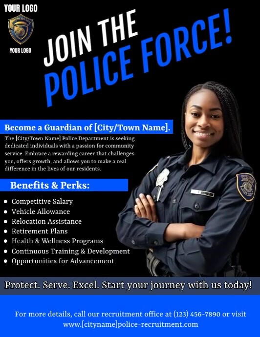 police recruitment flyer Volantino (US Letter) template